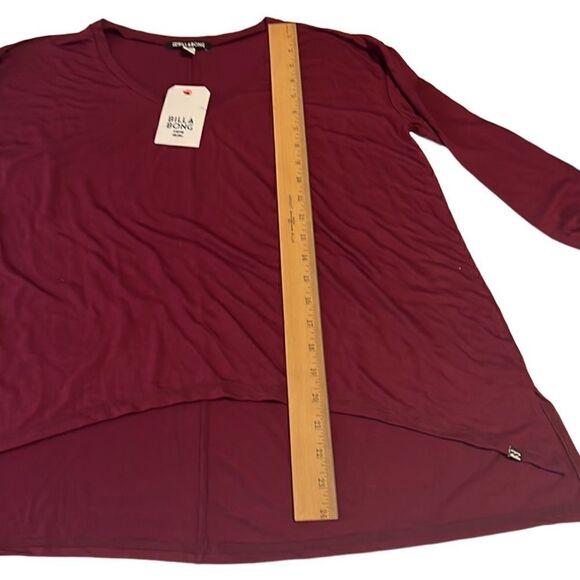 Billabong  Burgundy Long Drop Shoulder Sleeves V Neck Top Size S NWT - Picture 8 of 11